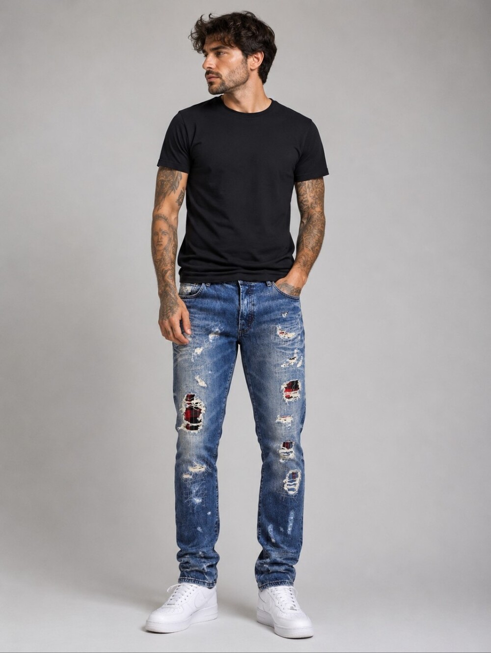 PRPS Barracuda Patchwork Destroyed Men's Designer Jeans Size 40x34